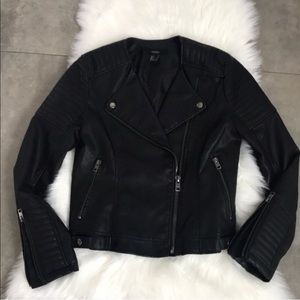 Black Faux Leather Moto Jacket